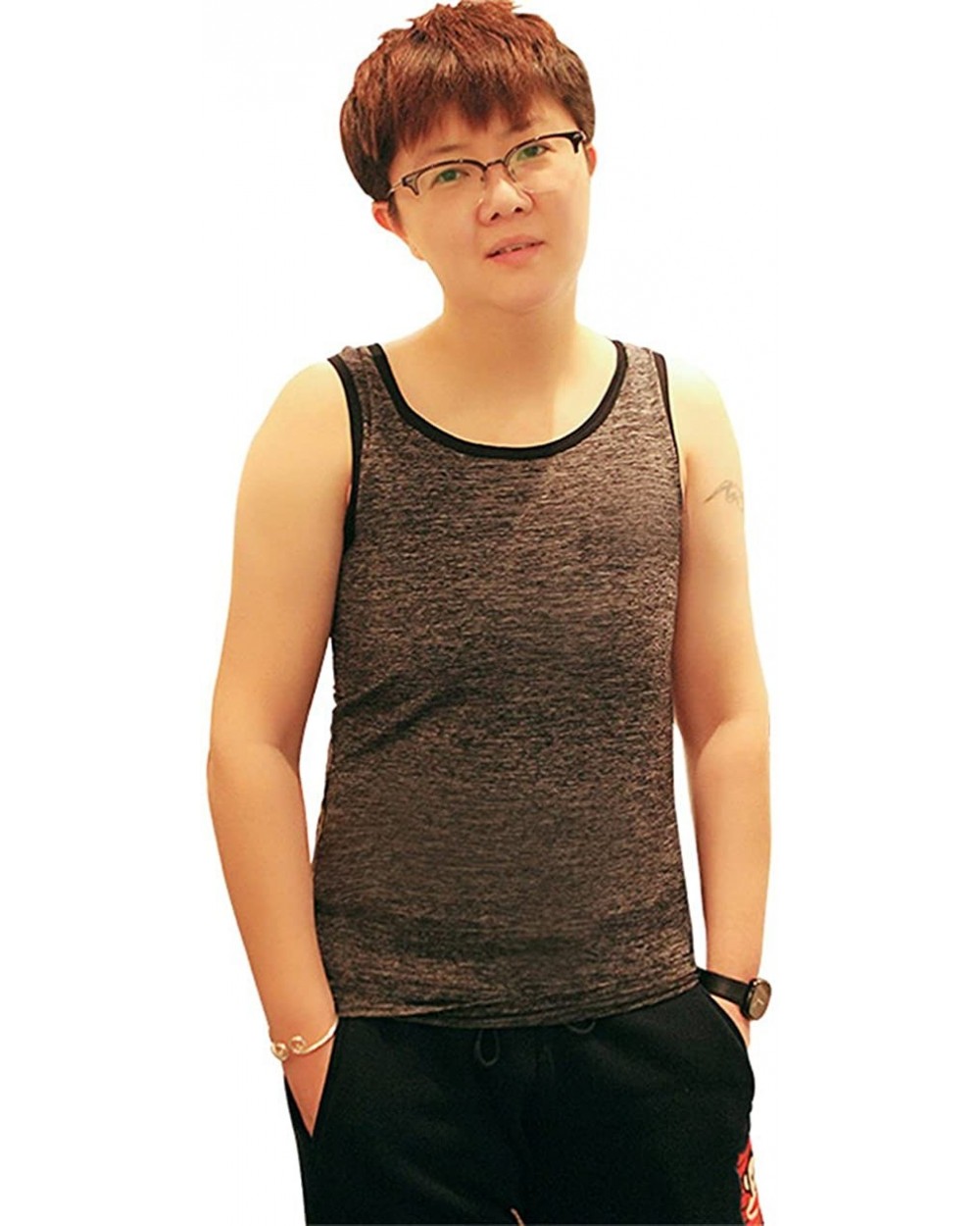 Tomboy Trans Lesbian Mesh Chest Binder Plus Size Long Tank Top - Darkgray - C618DUA533S $24.56 Bustiers & Corsets