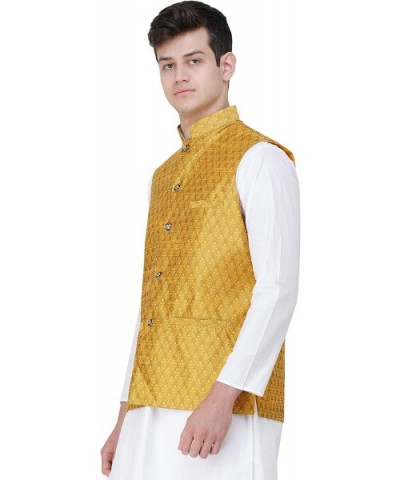 Wedding Waistcoat with Jacquard Woven Bootis All-Over and Front Pockets - Pale Gold - CM194W5ICY7 $65.97 Sleep Sets