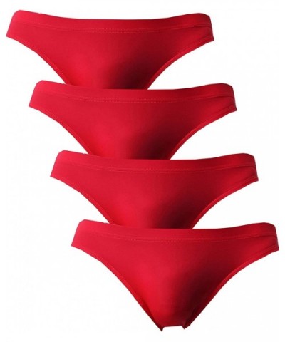 Men Briefs Breathable Ice Silk Triangle Bikinis and Briefs N04 - 4-pack Red - CP18L8EQR20 $25.53 Briefs