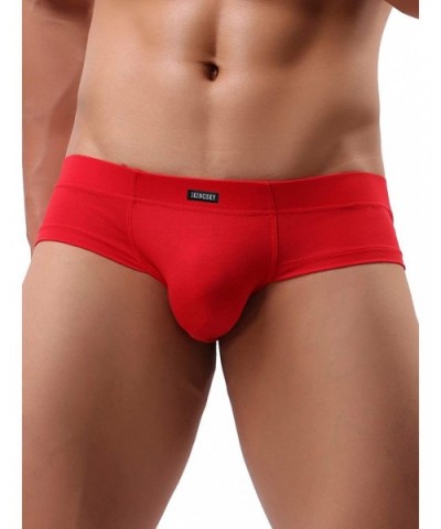 Men's Seamless Front Pouch Briefs Sexy Low Rise Men Cotton Underwear - Red - CS193ILMX4E $15.90 Briefs