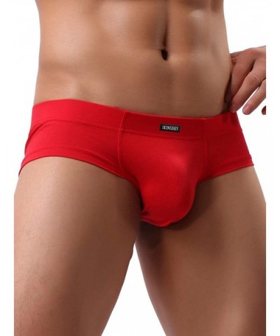 Men's Seamless Front Pouch Briefs Sexy Low Rise Men Cotton Underwear - Red - CS193ILMX4E $15.90 Briefs