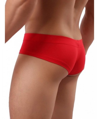 Men's Seamless Front Pouch Briefs Sexy Low Rise Men Cotton Underwear - Red - CS193ILMX4E $15.90 Briefs