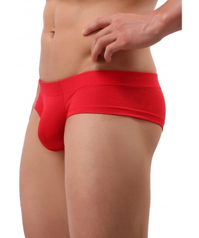 Men's Seamless Front Pouch Briefs Sexy Low Rise Men Cotton Underwear - Red - CS193ILMX4E $15.90 Briefs