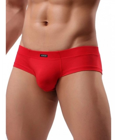 Men's Seamless Front Pouch Briefs Sexy Low Rise Men Cotton Underwear - Red - CS193ILMX4E $15.90 Briefs