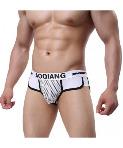 Men's Underwear- Fashion Men's Cotton Boxer Briefs Bulge Pouch Soft Shorts Underpants - White - CI18DC96WHX $12.95 Boxer Briefs