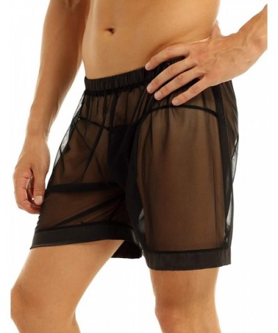 Men's Sheer Mesh Loose Boxer Shorts See Through Short Pants Loungewear Underwear Swimwear - CO1906AXG7M $25.23 Boxers