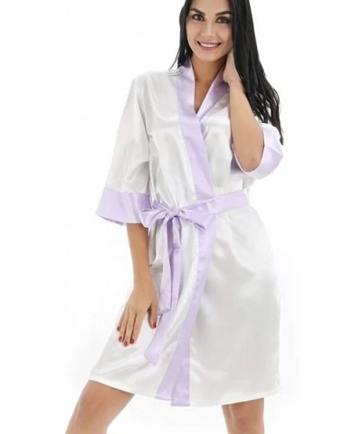 Women Sexy Sleepwear Lace Shawl Bathrobe Robe Coat Nightdress - Purple - CP194EUYCZZ $43.55 Robes