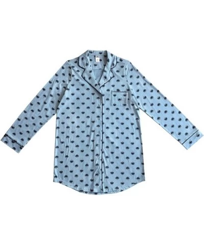 Women's Character Button Down Long Sleeve Sleep Shirt Dress with Notched Collar - Cookie Monster - CP190ETAO2T $63.20 Nightgo...