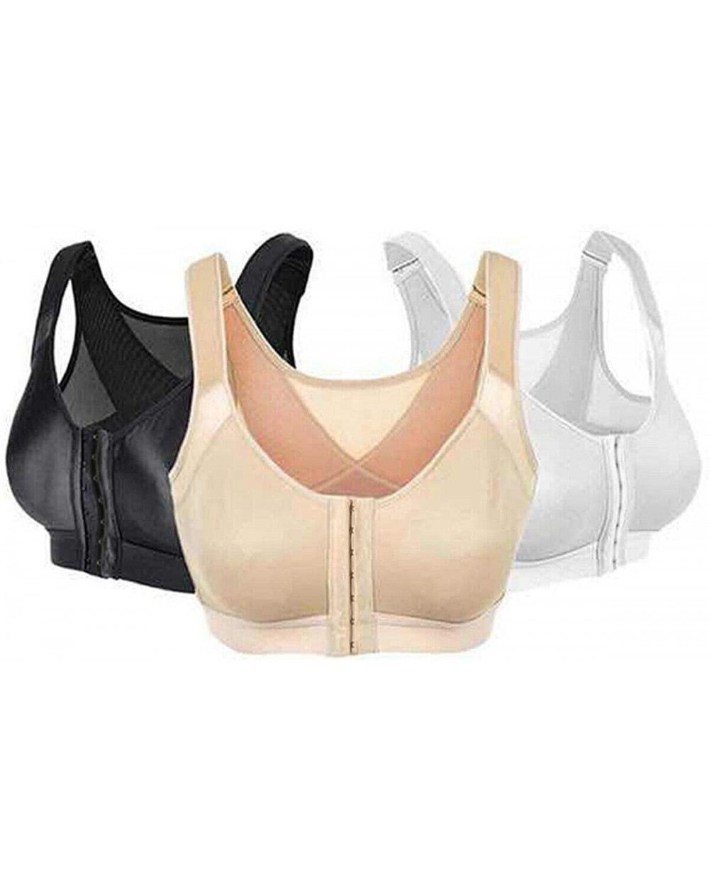 MagicLift Wireless Posture Support Bra - Black+white+beige - CM19839ZC3H $52.87 Bras