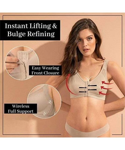 MagicLift Wireless Posture Support Bra - Black+white+beige - CM19839ZC3H $52.87 Bras