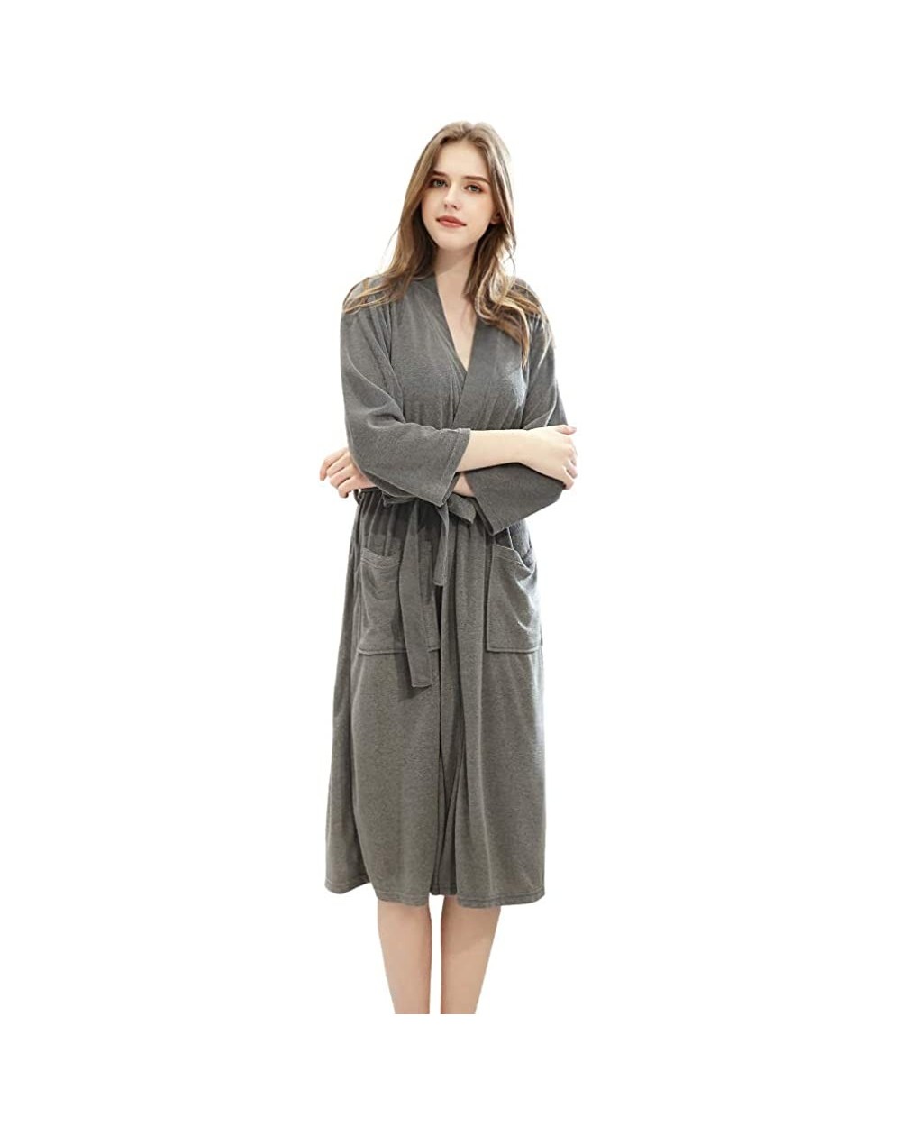 Womens Fleece Bathrobe - Soft Plush Robe Spa Full Length Warm Robe - 05grey - CG1930XLL9H $37.92 Robes