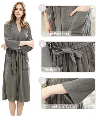 Womens Fleece Bathrobe - Soft Plush Robe Spa Full Length Warm Robe - 05grey - CG1930XLL9H $37.92 Robes