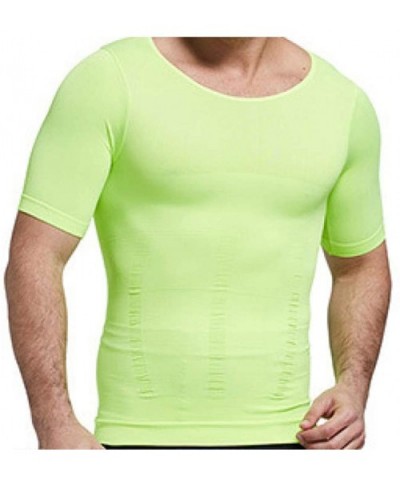 Cool Dry Compression Short for Mens Sleeve Sports Baselayer T-Shirts Tank Tops Weight Loss Shaper - Green - CP19E45HNMU $43.7...