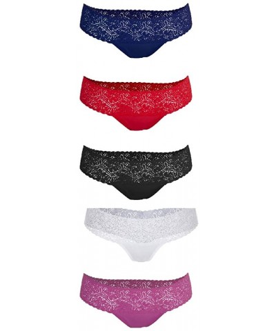 Women Thong Lace Panties Lycra Spandex Underwear Lingerie 5 Pack - Lace Thong - C6193ZLS8D7 $38.34 Panties