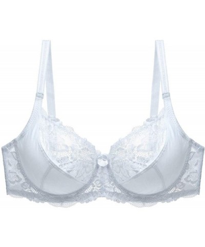 Women's Full Coverage Floral Lace Plus Size Underwired Bra Everyday Bra 070 - White - CK18SL88KRZ $13.92 Bras