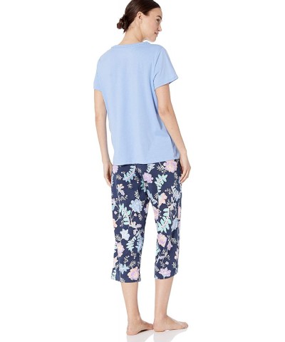 Women's Top and Bottom Pajama Set Pj with Sweat Wicking Technology - Vista Blue- Floral Deep Navy Capri - CI18QW50KKS $40.35 ...