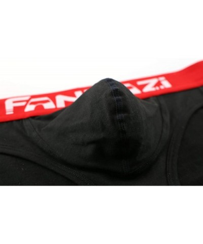 Men's Swimwear Sexy Bikini Solid Cotton Siwmming Seamless Front Pouch Bikini Briefs - 3black - CP19DYQREEL $27.73 Briefs