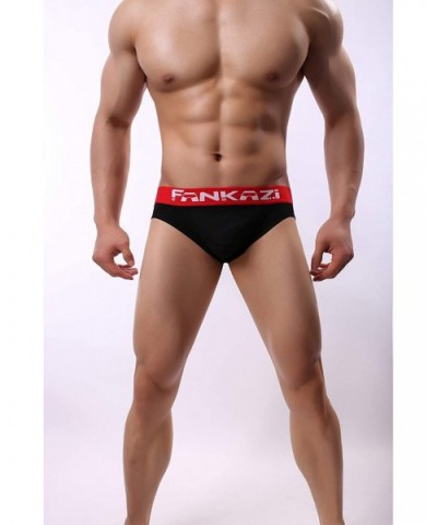 Men's Swimwear Sexy Bikini Solid Cotton Siwmming Seamless Front Pouch Bikini Briefs - 3black - CP19DYQREEL $27.73 Briefs