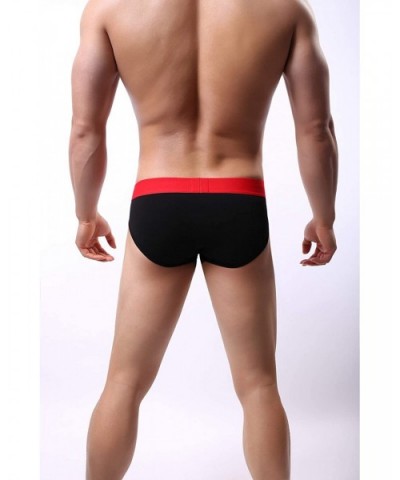 Men's Swimwear Sexy Bikini Solid Cotton Siwmming Seamless Front Pouch Bikini Briefs - 3black - CP19DYQREEL $27.73 Briefs