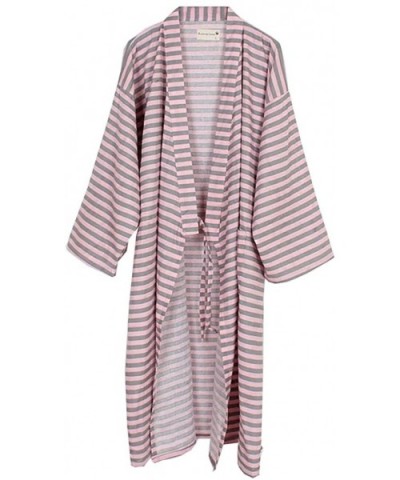 Pink Women's Yukata Robes Kimono Robe Khan Steamed Pajamas Size L - C118G7YY2Z7 $56.58 Nightgowns & Sleepshirts