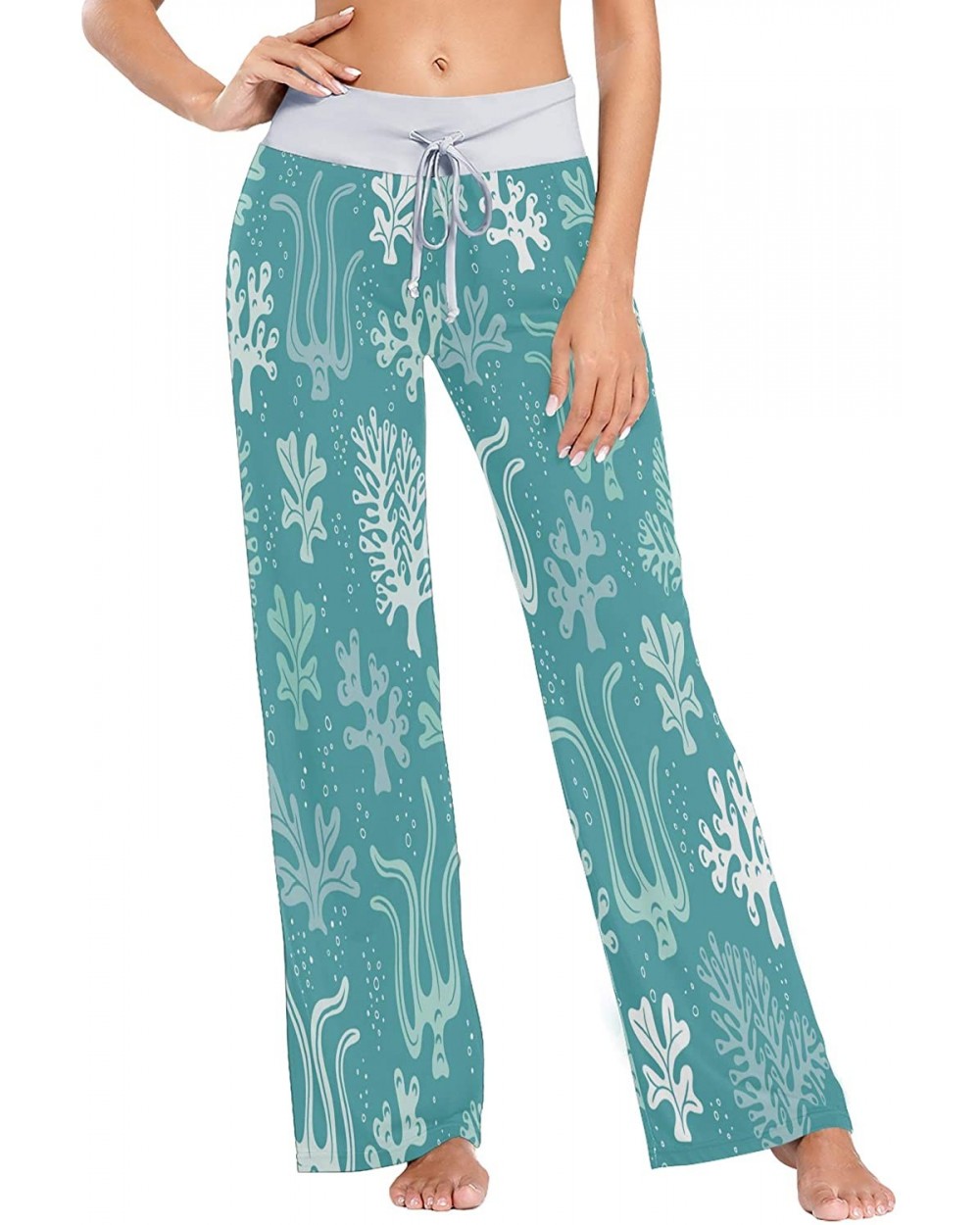 Women Pajama Pants Hand Drawn Sea Life Comfy Stretch Drawstring Long Wide Leg Lounge Pants - Multicolor - CE19CK3R8T9 $35.24 ...