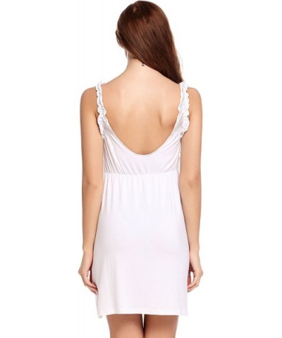 Womens Luxury Modal Nightgown Comfort Chemise Full Slip Under Dress Nightgown - A-white - CQ18CX0R9U3 $32.43 Nightgowns & Sle...