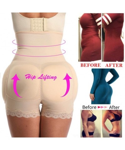 High Waist Butt Lifter 4 Removable Pads for Women Tummy Control Underwear Body Shaper - Beige - CQ194EG2COW $39.45 Shapewear