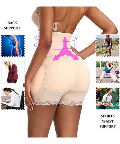 High Waist Butt Lifter 4 Removable Pads for Women Tummy Control Underwear Body Shaper - Beige - CQ194EG2COW $39.45 Shapewear