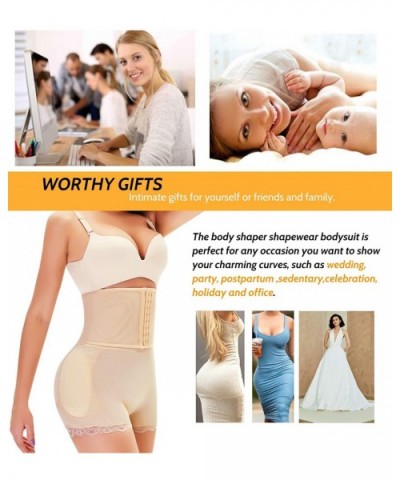 High Waist Butt Lifter 4 Removable Pads for Women Tummy Control Underwear Body Shaper - Beige - CQ194EG2COW $39.45 Shapewear