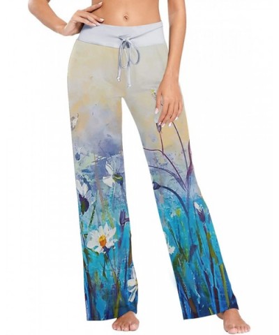 Flowers Oil Painting Womens Pajama Pants Loose Long Lounge Sleepwear Yoga Gym Trousers - CL19DWHU8IO $41.89 Bottoms
