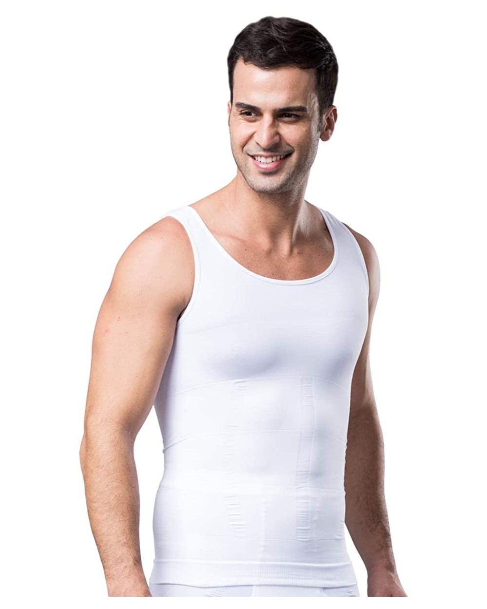 Men's Body Shaper Slimming Compression Tank Top Vest - White - CS18ZTHR8H3 $18.85 Shapewear