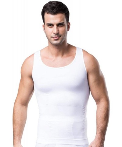 Men's Body Shaper Slimming Compression Tank Top Vest - White - CS18ZTHR8H3 $18.85 Shapewear