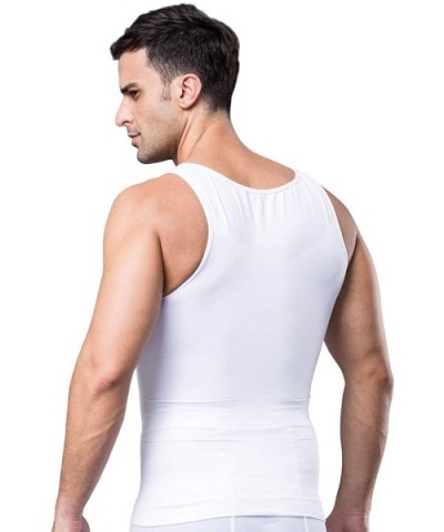 Men's Body Shaper Slimming Compression Tank Top Vest - White - CS18ZTHR8H3 $18.85 Shapewear