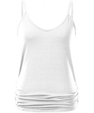 Women's V Neck Sleeveless Lace Trim Spaghetti Strap Camisole Cami Tank Top Vests Base Layer Shirts - X02-white - CT19CDOGRC4 ...