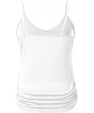 Women's V Neck Sleeveless Lace Trim Spaghetti Strap Camisole Cami Tank Top Vests Base Layer Shirts - X02-white - CT19CDOGRC4 ...