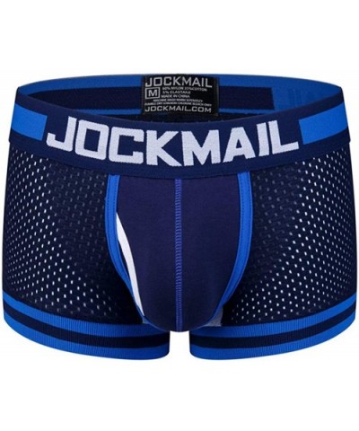 Men Mesh Underwear Boxers Trunks Shorts Breathable Crotch Mens Underwear Boxers - Naveblue - CD18NORTL3I $14.18 Boxers