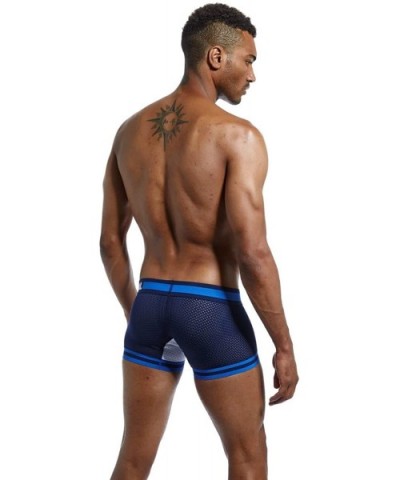 Men Mesh Underwear Boxers Trunks Shorts Breathable Crotch Mens Underwear Boxers - Naveblue - CD18NORTL3I $14.18 Boxers