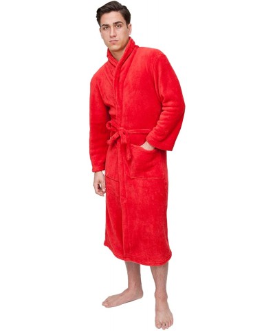 Men's Plush Spa Robe - Kiss Me Red - CN11PIZWDAN $61.55 Robes