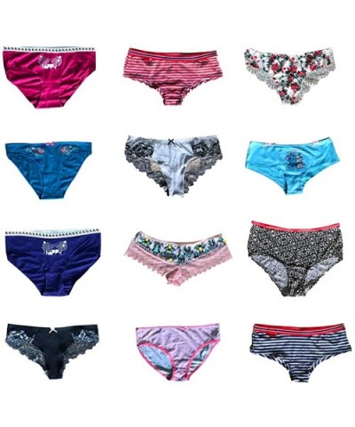 Women Underwear Variety of Panties Pack Lacy Cotton Briefs Hipsters Bikinis Boyshorts Undies with Coverage - 12 Pcs - C218OKL...