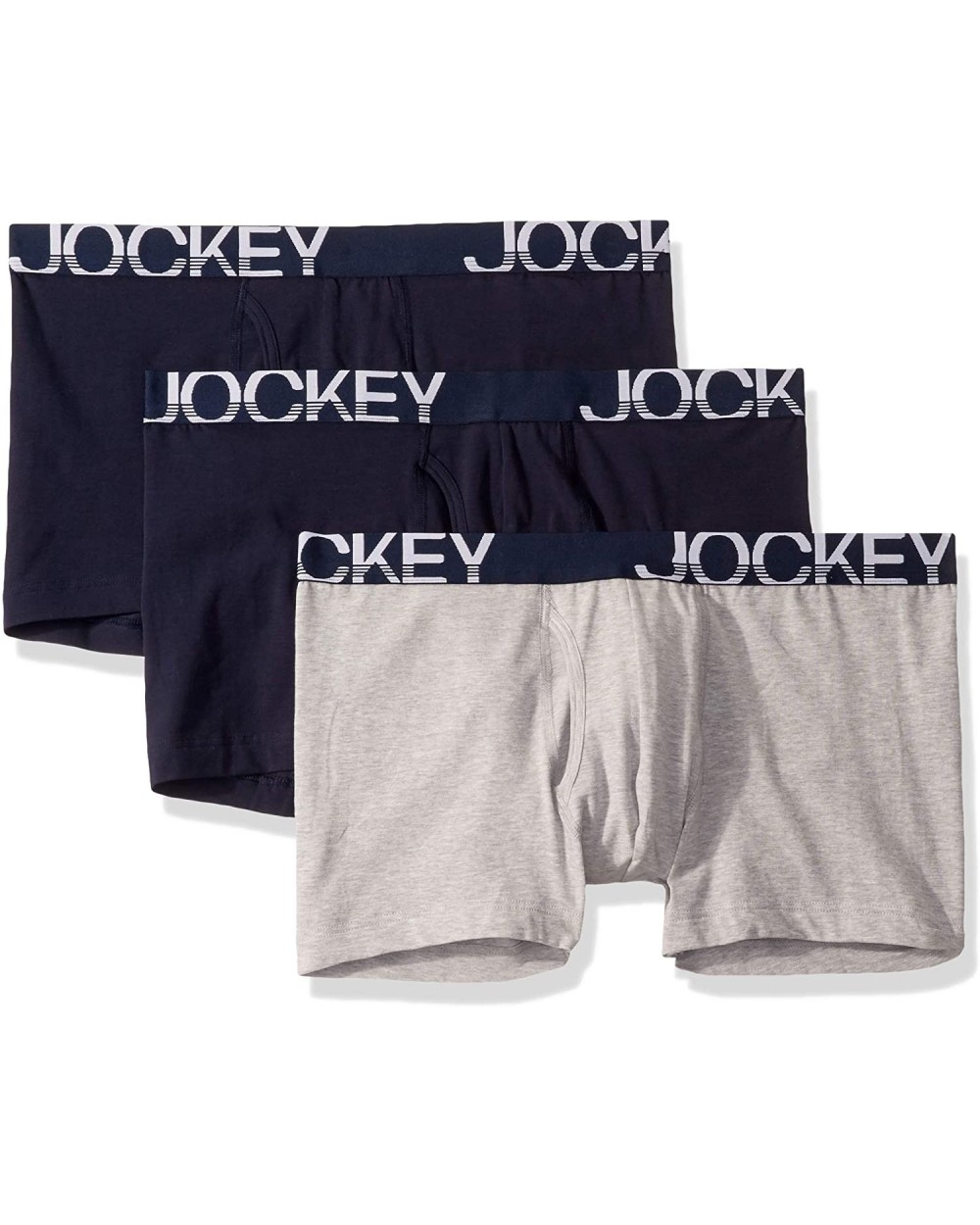 Men's Cotton Low Rise Stretch No Ride Boxer Brief 3-Pack - True Navy/Grey Heather/True Navy - C8195ZROSY5 $56.26 Boxer Briefs