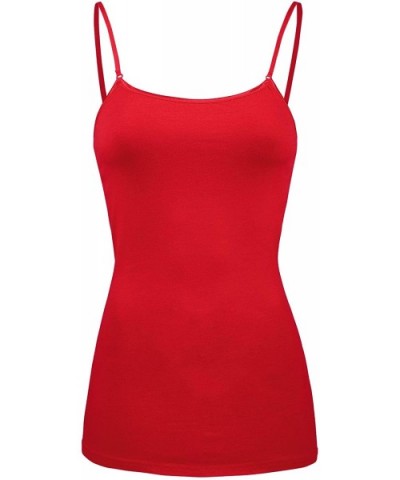 Womens Basic Camisole Tank Top - Bright Red - CG18E7XY2N9 $12.94 Camisoles & Tanks