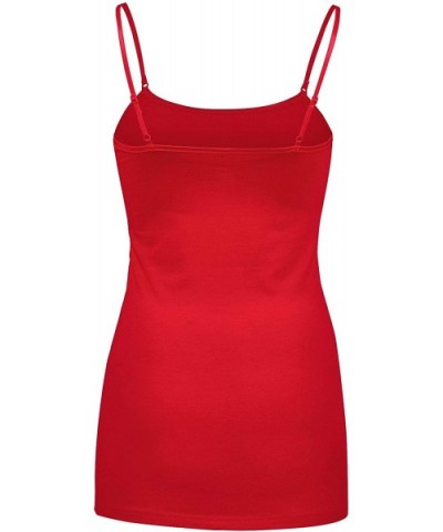 Womens Basic Camisole Tank Top - Bright Red - CG18E7XY2N9 $12.94 Camisoles & Tanks