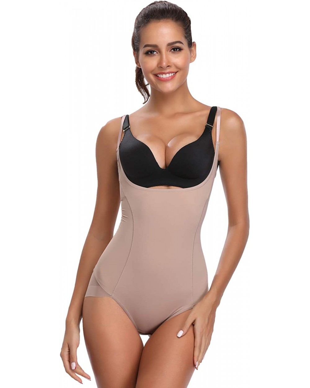 Shapewear Bodysuit for Women Tummy Control Body Shaper Briefer High Waist Cincher Jumpsuits Open Bust - Beige-67 - CN18E6SK6Y...