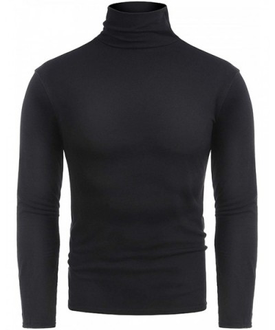 Men Turtleneck Shirts Casual Slim Fit Basic Tops Thermal Pullover Tops - 1-black - CO18XAOEXQ2 $32.87 Thermal Underwear