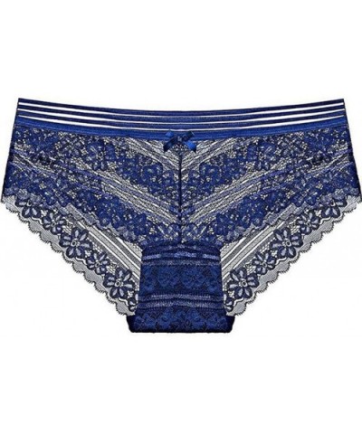 Women's Autumn Mid-Rise Underwear- Lace Solid Color Padded Seamless Trendy Panties - Blue - CW18Q8RRXOK $16.91 Slips