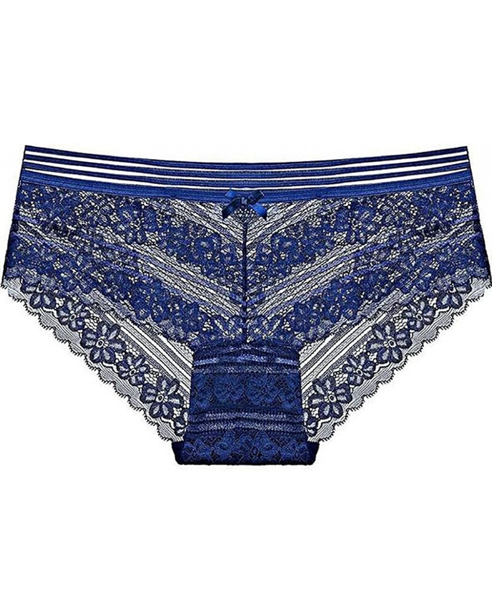 Women's Autumn Mid-Rise Underwear- Lace Solid Color Padded Seamless Trendy Panties - Blue - CW18Q8RRXOK $16.91 Slips