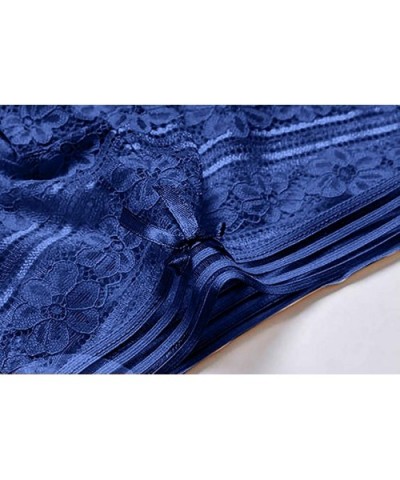 Women's Autumn Mid-Rise Underwear- Lace Solid Color Padded Seamless Trendy Panties - Blue - CW18Q8RRXOK $16.91 Slips