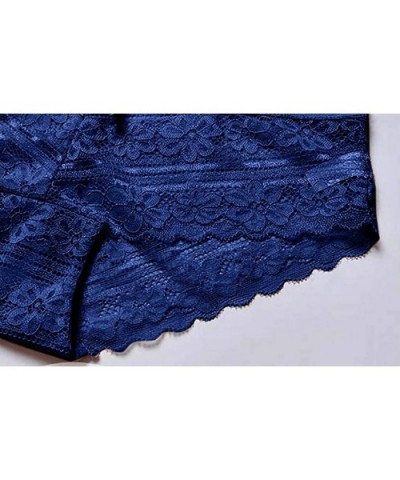 Women's Autumn Mid-Rise Underwear- Lace Solid Color Padded Seamless Trendy Panties - Blue - CW18Q8RRXOK $16.91 Slips