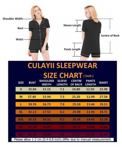 Women's Pajamas Set -Short Sleeve Sleepwear Button-Down Nightwear Soft Pj Lounge Sets Pajamas for Women - Black - CG18YDAIOUR...