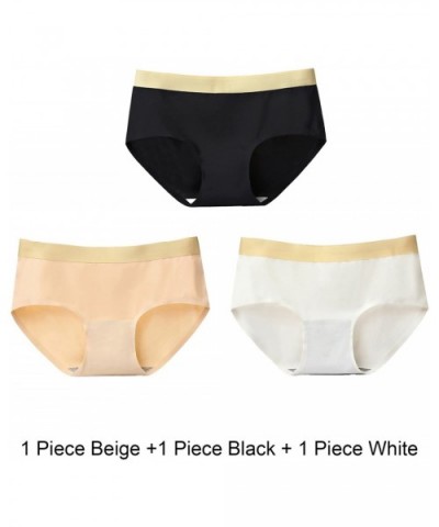 Women's Seamless Underwear 3/5 Pack Mid High Waist Plus Size Comfortable Briefs Hipster Panties - 3 Pack White+black+beige - ...